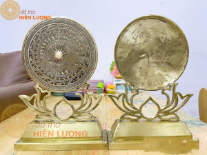 Mặt Trống Đồng Đông Sơn Đế Hoa Sen 01 Mặt Và 02 Mặt Cao 26cm Đường Kính 15cm - Quà Tặng Đẹp