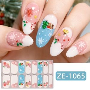 YOCKY Nail Art Christmas Nail Sticker DIY Oval Press-On Santa Claus Nail Sticker Nail Decals UV Semi-cured Manicure Stickers Christmas