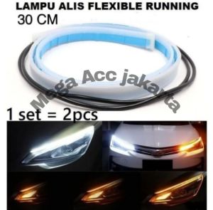 PROMO (2PCS) Lampu DRL Neon Flexible 30cm running - Led Alis Fleksible Fleksibel led Flexibel Warna Biru Kuning Sein original Premium Quality sepasang Lampu LED Alis Tempel DRL Mobil Motor Sein Running Grade A+ Sen Rem Mundur Flexible