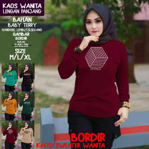 KAOS LENGAN PANJANG WANITA KAOS TANGAN PANJANG SWEATER HOODIE BORDIR KEKINIAN