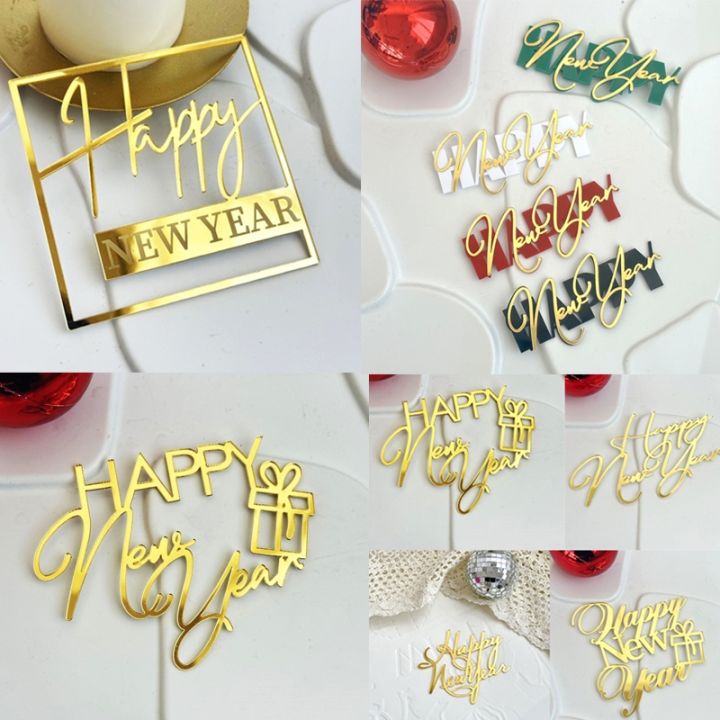 1Pcs Happy New Year Cake Topper, Hello 2025 Acrylic Cake Topper, Cheers