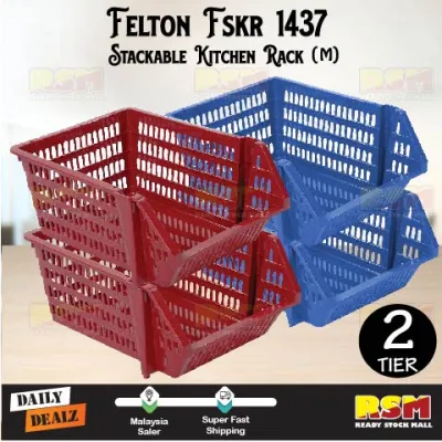 2in1 FELTON 2 Tier Stackable Kitchen Rack (M) FSKR 1436 Shelf Storage