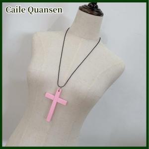 Caile สร้อยคอมีปีกนางฟ้าไขว้จี้พระเยซูคริสต์แบบย้อนยุคเครื่องประดับสไตล์ไม้ธรรมชาติ