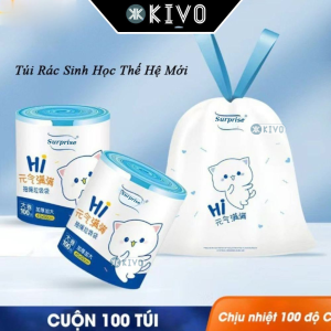 Cuộn Túi Đựng Rác Có Dây Rút Cuộn 100 Túi-Túi Rác Có Quai Đựng Rác Sinh Hoạt 45*50cm-KIVO