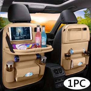 Car Back seat Storage Bag Car Interior Storage Organizer With Foldable Table Tray Car Seat Back Protector Kick Mats Car Travel Accessories