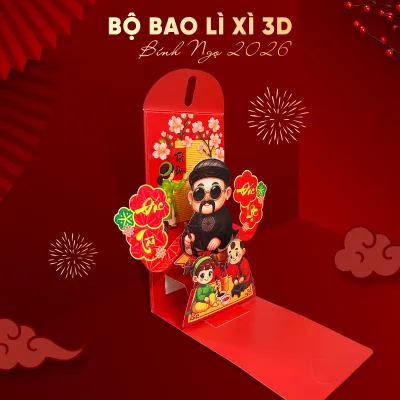Bao Lì Xì Popup 3D Cao Cấp Tết Bính Ngọ 2026 Lì Xì Mẫu Thiết Kế Đẹp Sang Trọng