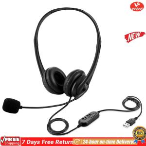 [VOF] Noise Cancelling Headset Lightweight Universal Stereo Headphone Clear Call Microphone Chatting Headphones for Office Video Conferencing