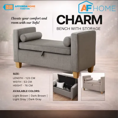 AF Home Charm Bench with Storage – Space-Saving Entryway Bench