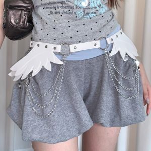 COMEMECO Da PU Thắt lưng cánh thiên thần Punk Có thể điều chỉnh Dây đeo eo nữ Thời thượng Gothic Thắt lưng Gothic dành cho trang phục dự tiệc