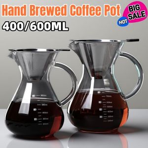 Hand Brewed Coffee Cloud Pot Heat Resistant Glass Coffee Dripper Pot with Filter Cup 400/600ML