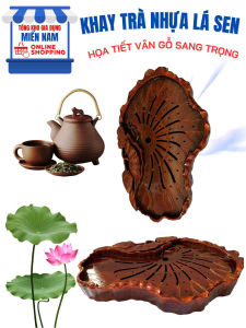 Khay Trà Nhựa Giả Gỗ Cao Cấp Vân Gỗ Sang Trọng ☕ Chống Tràn Nước Dễ Vệ Sinh