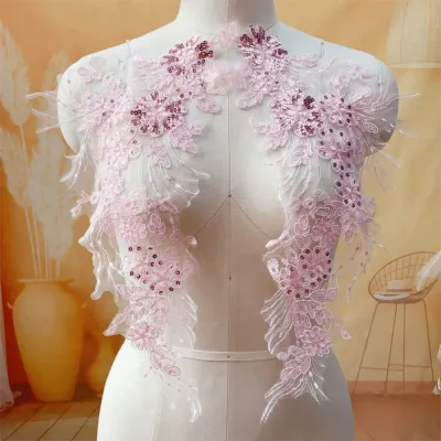 JURHOMIE Polyester Embroidery Flower Patch Colorful Embroidery Garment Ornament Fashion Floral Shape Design Chest Decor Patch Wedding Gown Decor