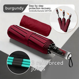 Upgrade 80 Ribs Automatic Umbrella with Anti-rebound Design Hook type handle 2-in-1