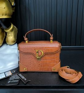 Túi Xách Dáng Hộp L0 Uls Khoá D Vân Da Cá Sấu Sang Trọng Thanh Lịch Size 20cm (Auth Tuồn)