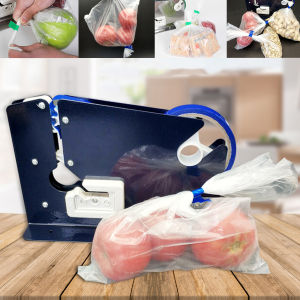 เครื่องรัดปากถุง เครื่องปิดปากถุง ที่รัดปากถุง รุ่น K-8 (สีน้ำเงิน) แท่นเทปรัดปากถุง เครื่องรัดถุงผัก