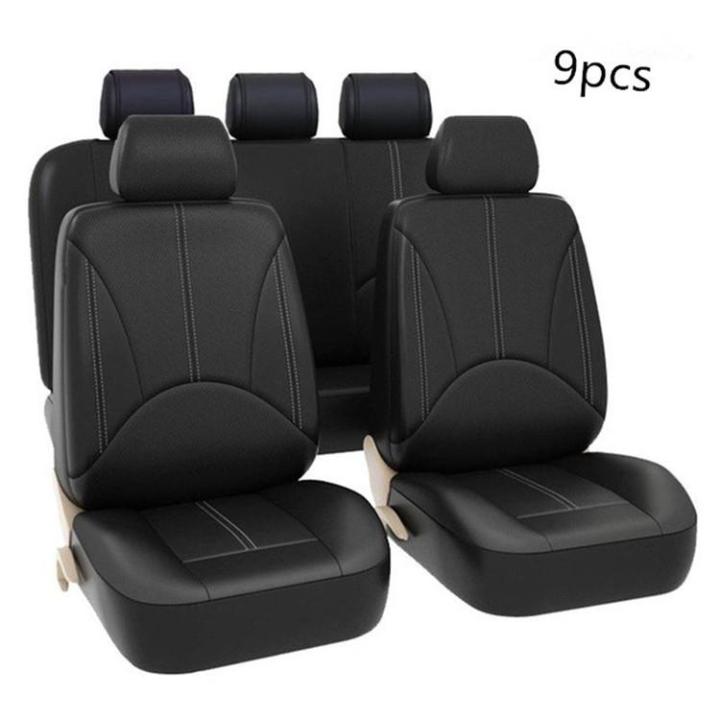 9Pcs PU Leather Car Seat Cover Full Set Front Rear Seat Mat Toyota