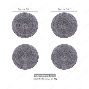 ODOROKU Set of 4 Nordic Style Round Braided Placemat Trivet Cotton Yarn Placemats Thread Weave Heat Resistant Non-Slip Pads Set Table Mat for Kitchen