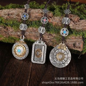 新款九宫八卦牌汽车挂饰 十二生肖文殊八卦牌可旋转挂件双面图案礼物 Nine Palace Eight Diagrams Car Hanging Decoration 12 Zodiac Manjusri Eight Diagrams Can Be Rotated Pendant Double-sided Pattern Gift