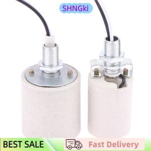 SHNGki E14 E27 Ceramic Screw Lamp Holder LED Light Heat Resistant Adapter Home Use Round Socket For Bulb Base With Cable
