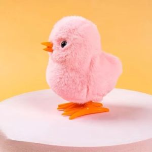 MIRELINA Jumping Chicken Duck Yellow Jumping Chicken Clockwork Toy Plush Simulation Kids Toy Gift Walking Hopping Interactive Toy For Kids 2 To 4 Years