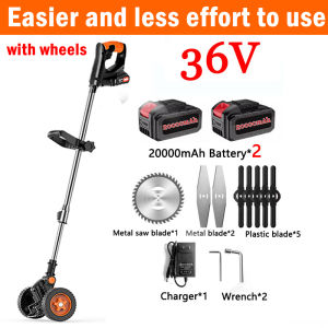 💯German Quality💯Cordless Rechargeable Electric Grass Cutter With Removable Auxiliary Wheels High Quality Lithium Battery 12v/36v Can Be Used For Garden Weeding Trimming Shrubs And Harvesting Crops Portable Household Lawn Mower Grass Trimmer