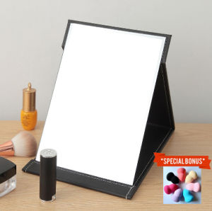 BA 02 Cermin Lipat Tipis Meja Rias Makeup Cover Kulit PU Berkualitas
