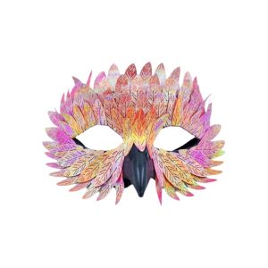 BEIBEI Gradient Bird Beak Eagle Half Face Pearlescent Crow Feather Universal Elastic Band Cosplay Masquerade