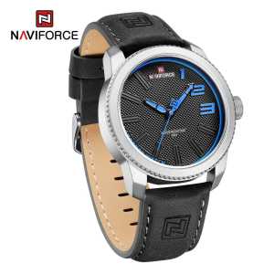 Jam Tangan Kasual Pria Tali Kulit Naviforce 9202 Water Resistant Garansi 1 Tahun