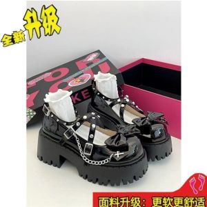 Free Shipping New Style Height-Increasing Buckle Loafers Preppy Style Thick-Soled Leather Shoes WomenS Single Shoes Round Toe