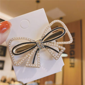 Tooyoo Korean Style Bowknot Pearl Hair Clip For Girls Women Unique Texture Rhinestone Flower Duckbill Clip Hair Accessories