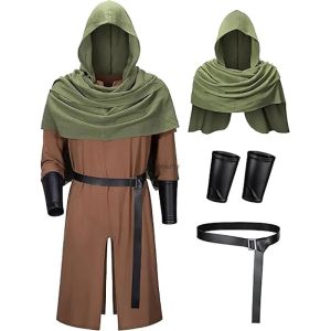 Medieval Larp Viking Pirate Halloween Cosplay Costumes for Men Carnival Party Warrior Shirt Knight Celtic Blouse Robe Cape Cloth