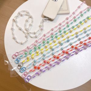 GESTURE Anti Loss Beaded Crossbody Phone Chain Long-style Bag Chain Mobile Phone Crossbody Strap Phone Case Hanging Candy Color Phone Neck Straps Mobile Phone Pendant