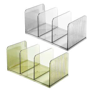 Desk Bookend Acrylic Book End 3 Section Book Organiser Stand Magazine Stand Space Saving Shelf Bookend 26x15x12.2cm