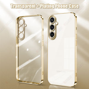Roazic cho Samsung Galaxy S23 FE vỏ điện thoại Mạ sang trọng cạnh trong suốt Ốp nhựa mềm trong suốt chống sốc Bìa