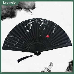 [Leomcio] พัดไม้สไตล์คลาสสิกพับได้ทำจากผ้าไหมจีนสำหรับตกแต่งบ้าน