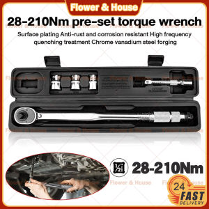 Torque Ratchet Wrench 5-210nm Adjustable 1/2" 1/4" Dual Drive Professional Ratchet With Sleeve Set