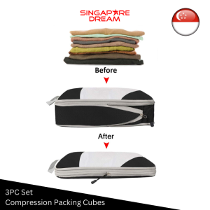 Compression Bag Packing Cubes 3 PC - Travel Space Saver Saving Vacuum Luggage Clothes Storage Bags