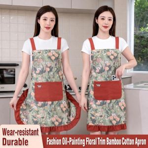 CHUN053634 Chống thấm nước Tạp dề nhà bếp Nông thôn Chống bám bẩn Tạp dề nấu ăn và làm bánh Di động Thoáng khí Tạp dề đầu bếp dành cho phụ nữ