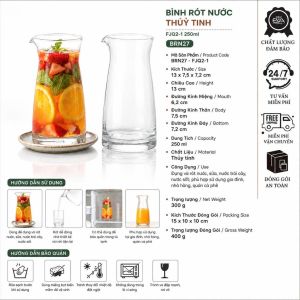 Bộ 4 Bình Thủy Tinh Sọc Đựng Nước Có Nắp Đậy Và Tay Cầm 500ml BRN10