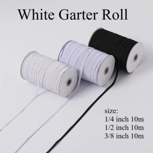 White/Black Garter per yard 10 yards (can be cut) 1/4" 3/8" 1/2" For Clothes DIY Sewing Accessories