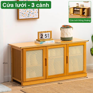 Tủ Giày Đa Năng Gỗ Tre Tự Nhiên Chống Nước Phong Cách Boho Cửa Lùa Gấp Gọn Thiết Kế Đa Kích Cỡ