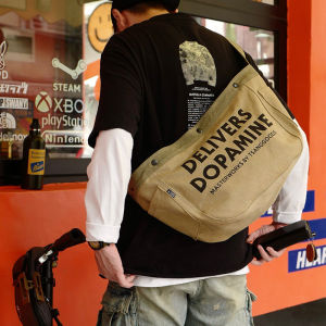 2025 Motorcycle canvas bag trendy and cool large capacity casual stylish suitable for students crossbody bag for school Schoolbag