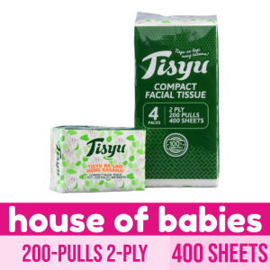 Tisyu Compact Facial Tissue 200-Pulls 2-ply (Pack of 4)