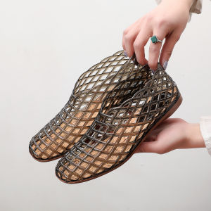 [Free Shipping] WomenS Summer Fashion Clogs For Outdoor Wear Non-Slip Beach Jelly Sandals Flat Hollow Breathable Roman Shoes