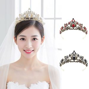 THOMA วินเทจ มงกุฎบาโรก บรอนซ์โบราณ สง่างาม มงกุฎเจ้าหญิงประดับคริสตัล ทันสมัย หลากสี มงกุฎกรีกโบราณ ที่คาดผม