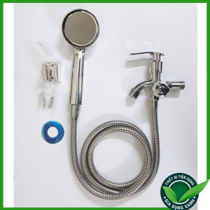 Bộ củ sen 1 đường nước lạnh kèm  vòi hoa sen tay sen tâng áp loại mỏng mạ Crom áp lực cao mạnh mẽ