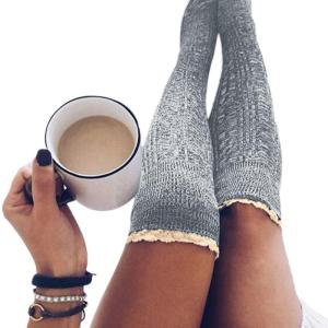 Vớ cao tới đùi cho nữ Phụ nữ ren Tất Dệt Kim nhiều tất màu sắc vớ Vớ dài đến đầu gối ấm mùa đông vớ cotton