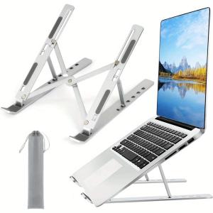 Adjustable Aluminum Laptop Stand - 6-Level Height Foldable & Portable Design For 8-16” Laptops Enhanced Ventilation & Heat
