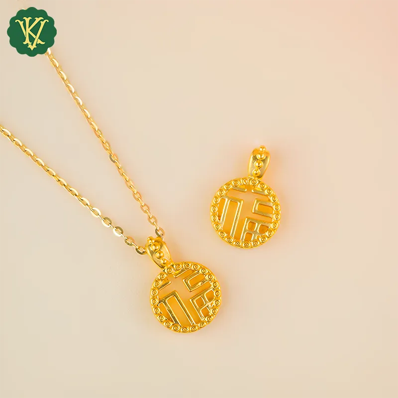 VKGold 999 Pure Gold Fu Character Pendant 5D Hard Gold（0.28g 