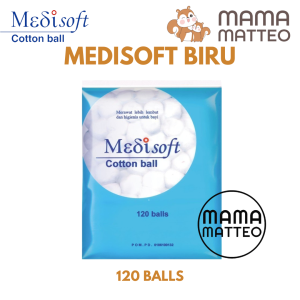 MEDISOFT Cotton Ball Biru 75gr Hijau 120gr / Kapas Bayi Anak Bulat Bola Besar 120 balls / Bandung